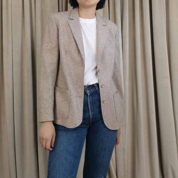 Vintage Beige Tweed Wool Pendleton Blazer - Picture 1 of 8
